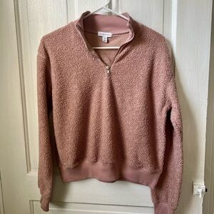 Topshop Mauve Fleece Quarter-Zip Pullover